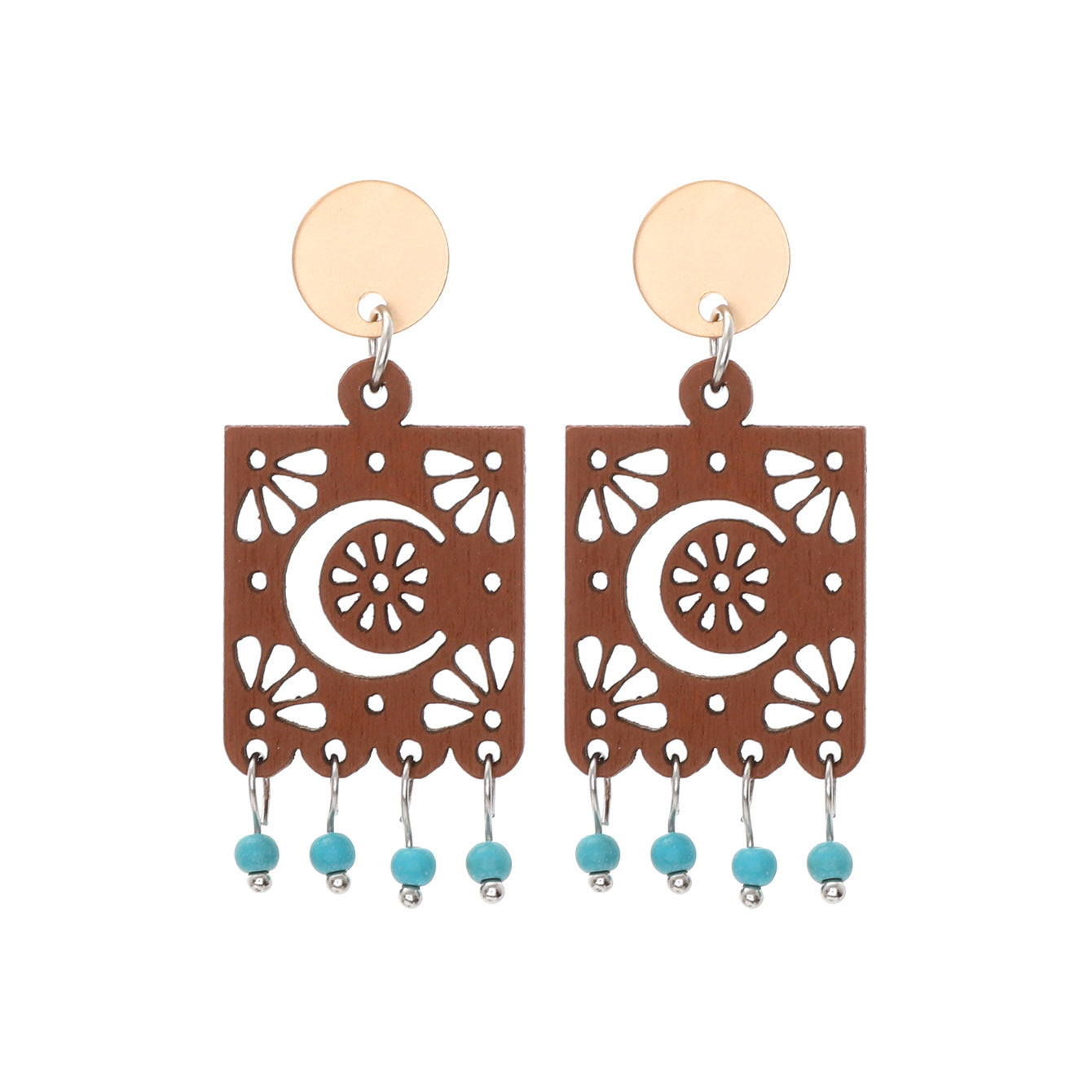 Wholesale Bohemian Butterfly Leaves Skull Hollow Wooden Earrings